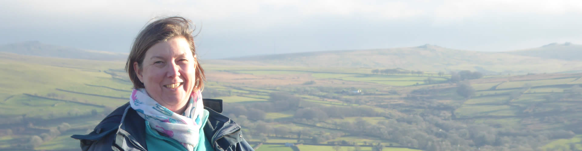 Laurel on Dartmoor with Roos Tor and Great Staple Tor in the background